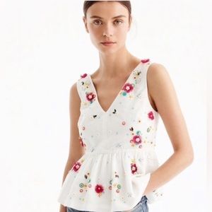 J. Crew Embellished V-neck Peplum Top
